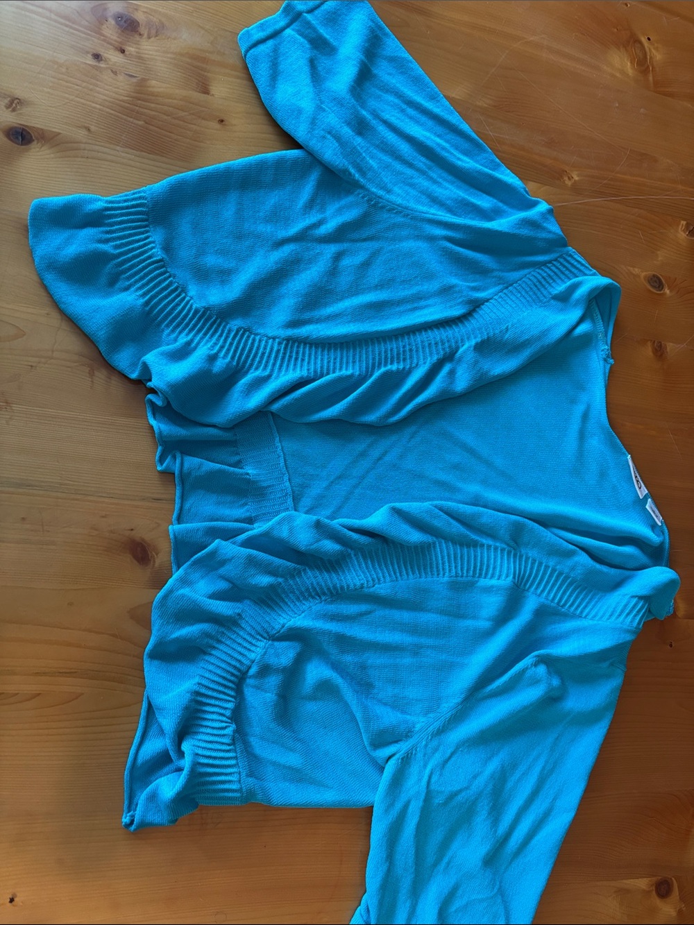 Cato ~ Bright Aqua Turquoise Open-Front Cardigan Ruffle